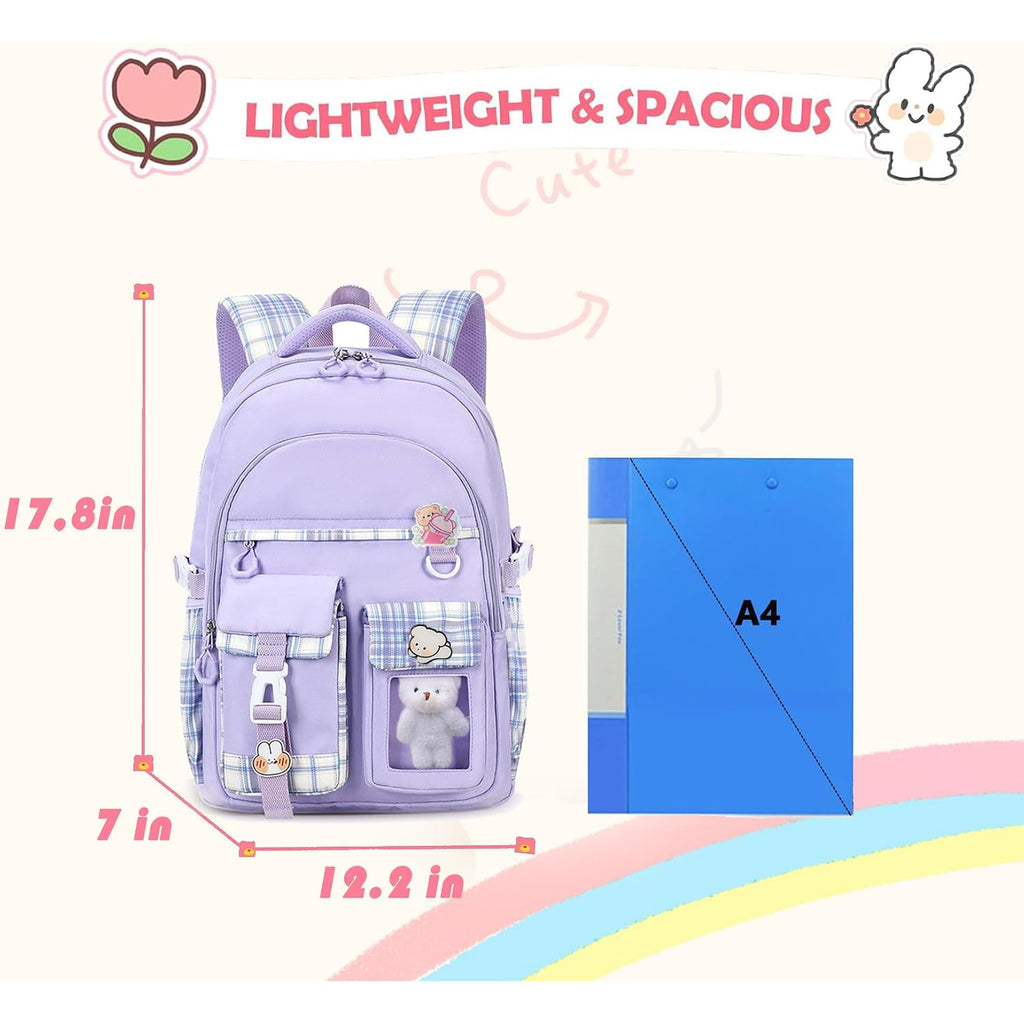 Girls Backpack,Cute School Backpack For Girls Kids Teens | Kawaii Bookbag For Primary Elementary