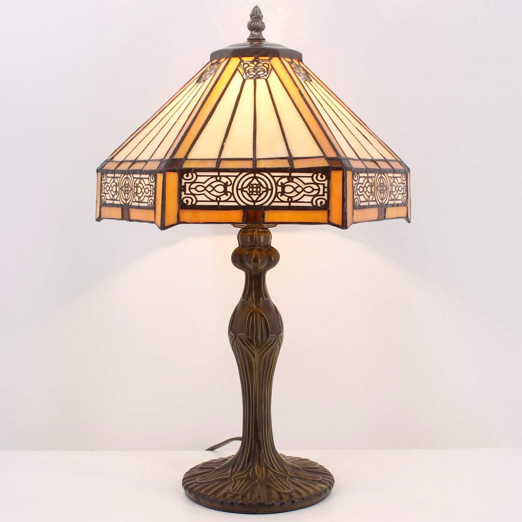 Werfactory Table Lamp Base Replacement Only With 6Pcs Bulb, Wide 6 Height 18 Inch, Fit For 8, 10, 12 Inch Tiffany Style Stained Glass Lampshade, Dark Bronze Finish, Resin, Push Switch On Cord