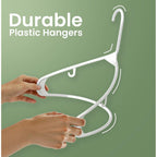 Utopia Home Plastic Hangers 20 Pack – Built-In Strap Hooks White | Space Saving | Durable & Strong | Closet Organizer | Clothes Hangers | Ideal For Shirts, Pants, Skirts & Coats