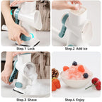 Rotary Ice Shaver Manual White - Stainless Steel Blade, Quick Labor-Saving Handle, Safe Stable Suction Base, Home Using Snow Cone Machine For All Ice Cubes