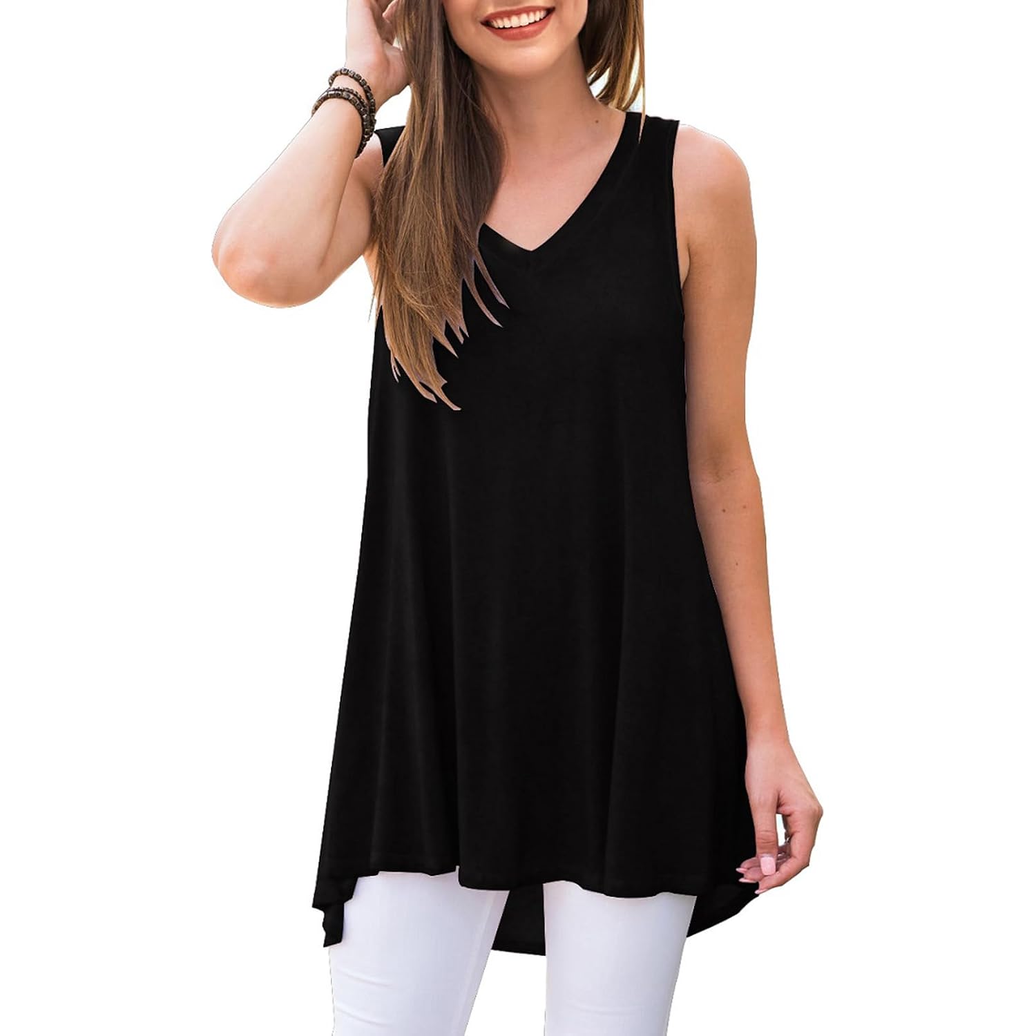 Women's Summer Sleeveless V-Neck T-Shirt Tunic Tops Blouse Shirts