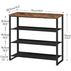 Hoobro Shoe Rack, 4 Tier Shoe Storage Organizer With 3 Oxford Fabric Shelves And Top Panel, Holds 12-16 Pairs Of Shoes For Entryway And Closet, Industrial, Rustic Brown Bf47Xj01G1
