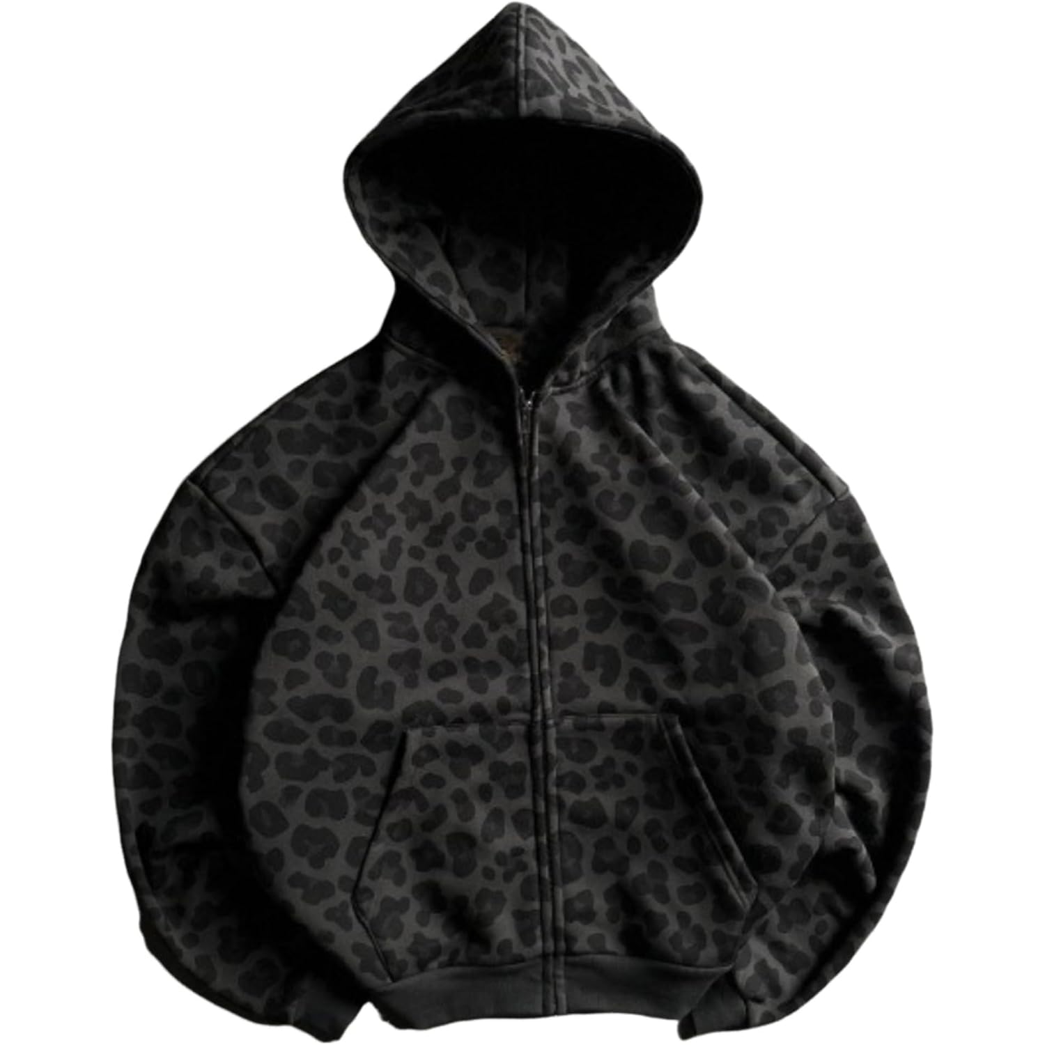 Y2K Grunge Leopard Zip Up Hoodie Women Men Streetwear Jacket Oversized Emo Goth 2000S Graphic Hoodie