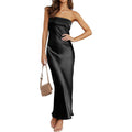 Merokeety Women'S Summer Satin Strapless Bodycon Dress 2026 Backless Tube Wedding Guest Cocktail Formal Party Maxi Dresses