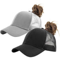 Izus Women'S Ponytail Hat Baseball Cap Mesh-Back High-Bun-Pony Summer-Spring-Caps 22-23 Inch