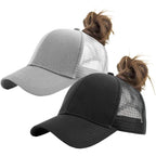 Izus Women'S Ponytail Hat Baseball Cap Mesh-Back High-Bun-Pony Summer-Spring-Caps 22-23 Inch