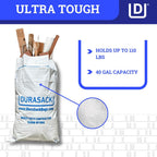 Durasack Contractor Bags Heavy Duty 40-Gallon, Pack Of 16 | Reusable White Woven Polypropylene Contractor Garbage Bags