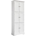 Choochoo 63.2" Tall Bathroom Storage Cabinet With 6 Doors | Freestanding Floor Cabinet, Adjustable Shelves, Pantry Cabinet For Bathroom, Kitchen, Laundry Room, White