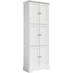 Choochoo 63.2" Tall Bathroom Storage Cabinet With 6 Doors | Freestanding Floor Cabinet, Adjustable Shelves, Pantry Cabinet For Bathroom, Kitchen, Laundry Room, White