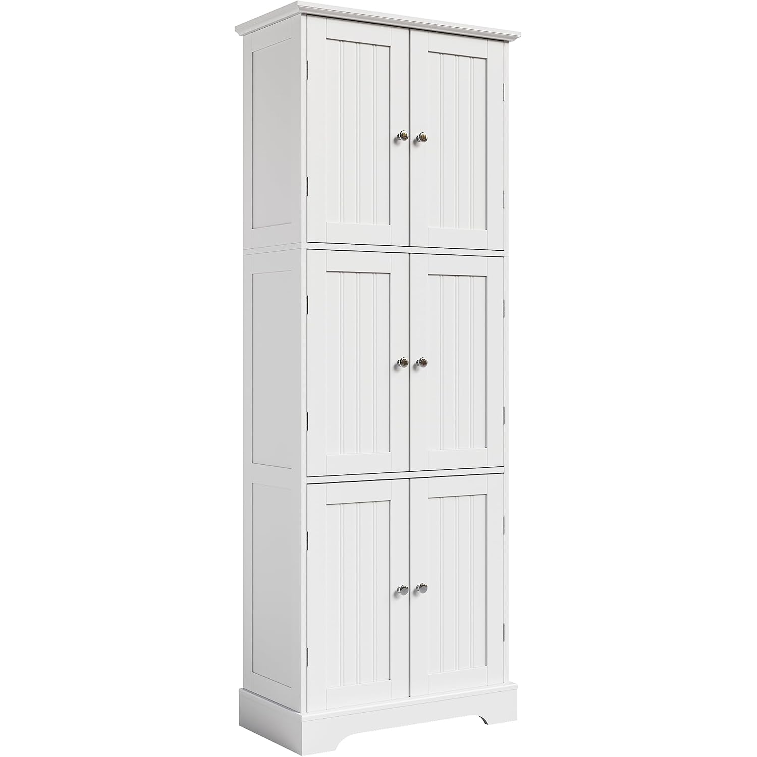 Choochoo 63.2" Tall Bathroom Storage Cabinet With 6 Doors | Freestanding Floor Cabinet, Adjustable Shelves, Pantry Cabinet For Bathroom, Kitchen, Laundry Room, White