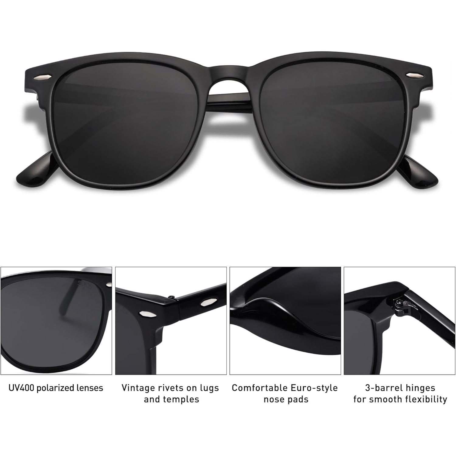 SOJOS Retro Vintage Square Polarized Sunglasses for Women Men UV Protection Lens TR90 Frame Sunglasses SJ2112