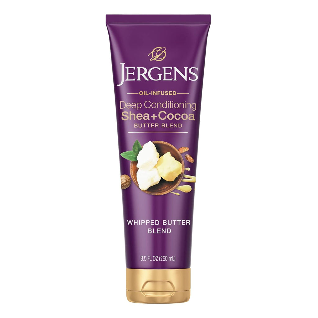 Jergens Shea And Cocoa Hand And Body Lotion For Dry To Extremely Dry Skin, Whipped Body Butter With Vitamins E & B3, Hydrates & Evens Skin Tone, 8.5 Oz