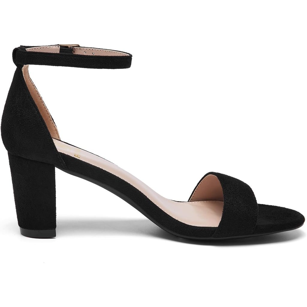 Fw Fran Willor Women Open Toe Low Chunky Short Heels Ankle Strap Block Heel Sandals Party Dress Wedding Pump Shoes