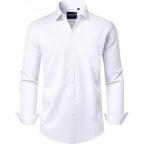 Alimens & Gentle Men'S Dress Shirts Long Sleeve Wrinkle-Free Stretch Shirts Solid Formal Button Down Shirt With Pocket