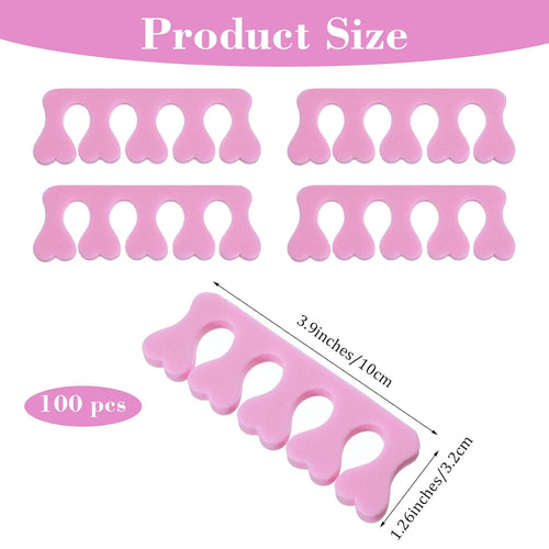 100 Pcs Sponge Toe Separators Soft Finger Separators Premium Pedicure Tool Kit Flexible Toe Divider Spacer for Polishing Pedicure Manicure Coating Nail Art Beauty Accessories (Pink)