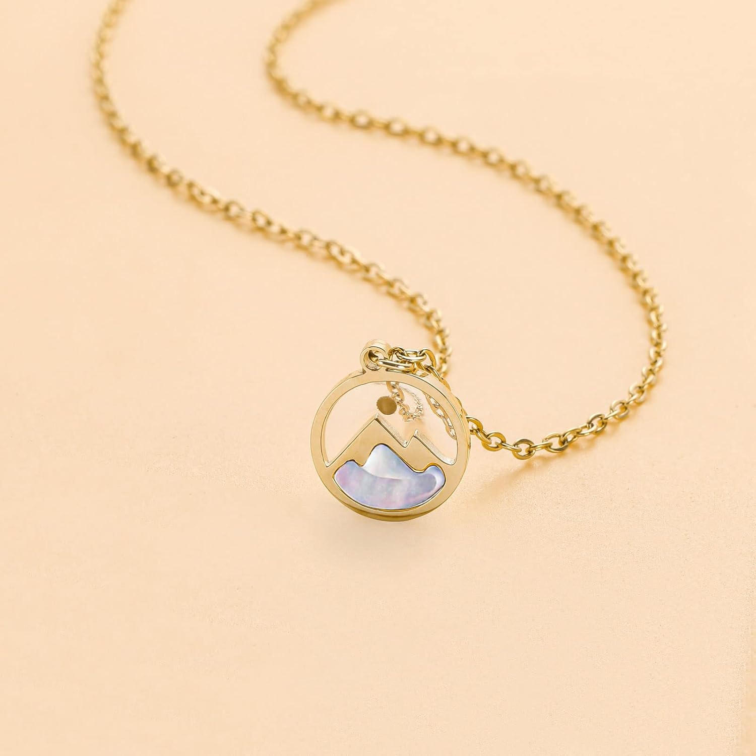 VZBarn Dainty Gold Plated Stainless Steel Faith Necklace for Women Tiny Move Mountains Charm Choker Christian Jewelry Gift