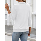 Ticticmiss Womens Polo Shirts 3/4 Sleeve Banded Bottom Tops Business Casual Tops Collared V Neck Blouses
