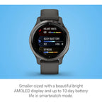 Garmin Venu 2S, Smaller-Sized Gps Smartwatch With Advanced Health Monitoring And Fitness Features, Slate Bezel With Graphite Case And Silicone Band, (010-02429-00) (Renewed)
