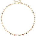 MTMY Beaded Necklaces for Women 14K Gold Plated Dainty Colorful Green/Rose Beaded Pearl Choker Necklace Delicate Boho Choker Necklace Jewelry Gift
