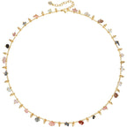 MTMY Beaded Necklaces for Women 14K Gold Plated Dainty Colorful Green/Rose Beaded Pearl Choker Necklace Delicate Boho Choker Necklace Jewelry Gift