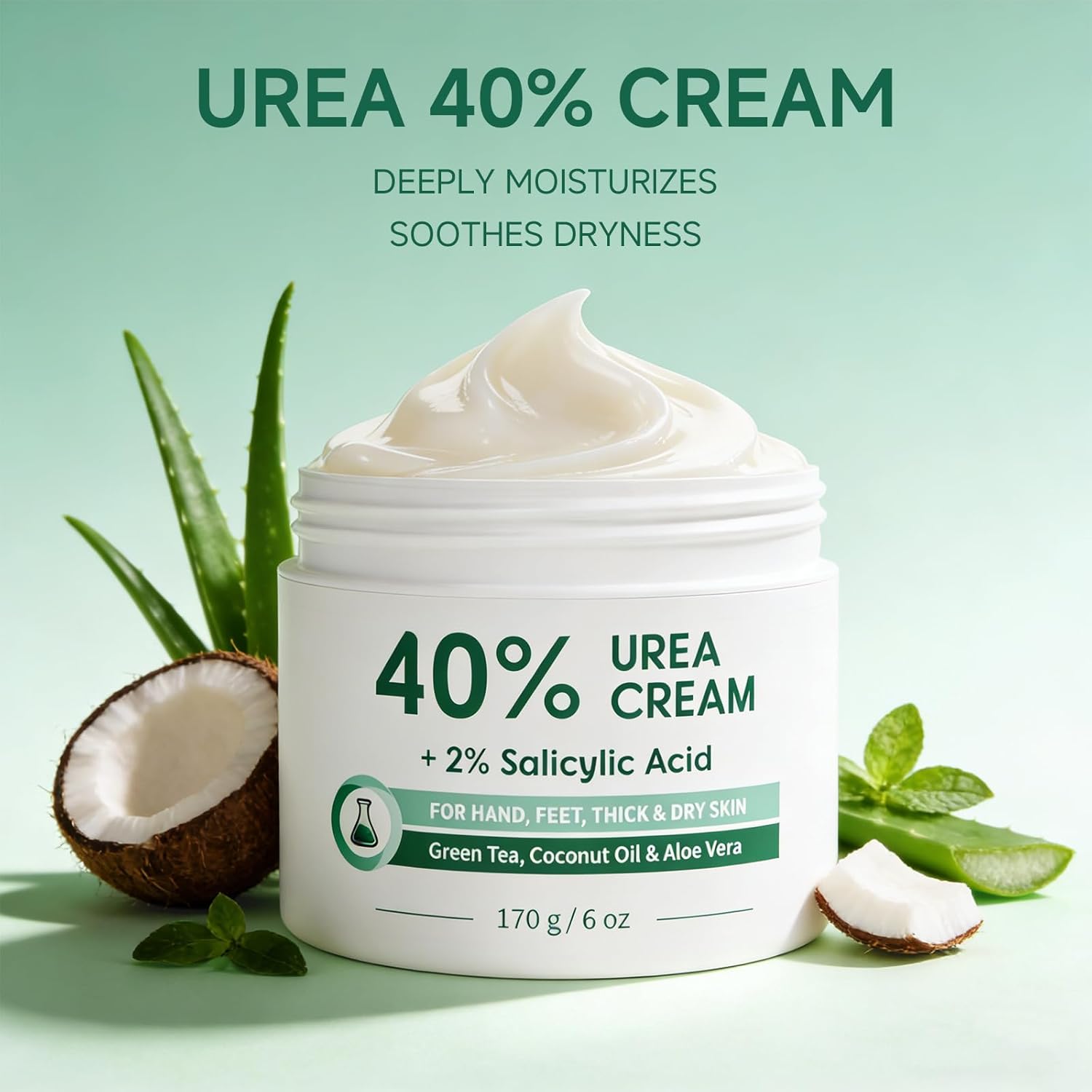 40% Urea Cream for Feet Maximum Strength, Foot Cream for Dry Cracked Heels, Callus Remover with 2% Salicylic Acid, Moisturizer for Hands Elbows Knees Rough Skin