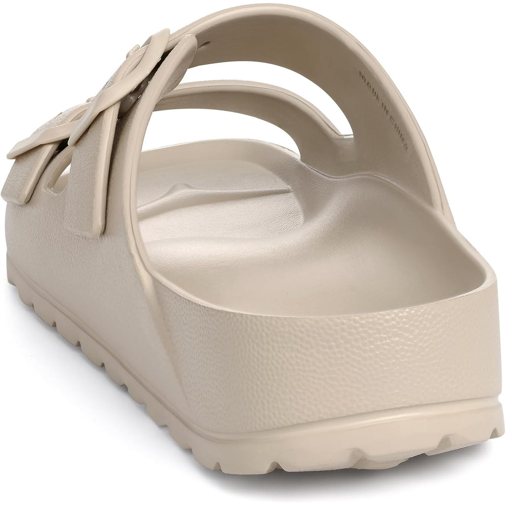 Shevalues Women'S Comfort Sandals With Medium Arch Support Double Buckle Adjustable Eva Slides For Summer Beach