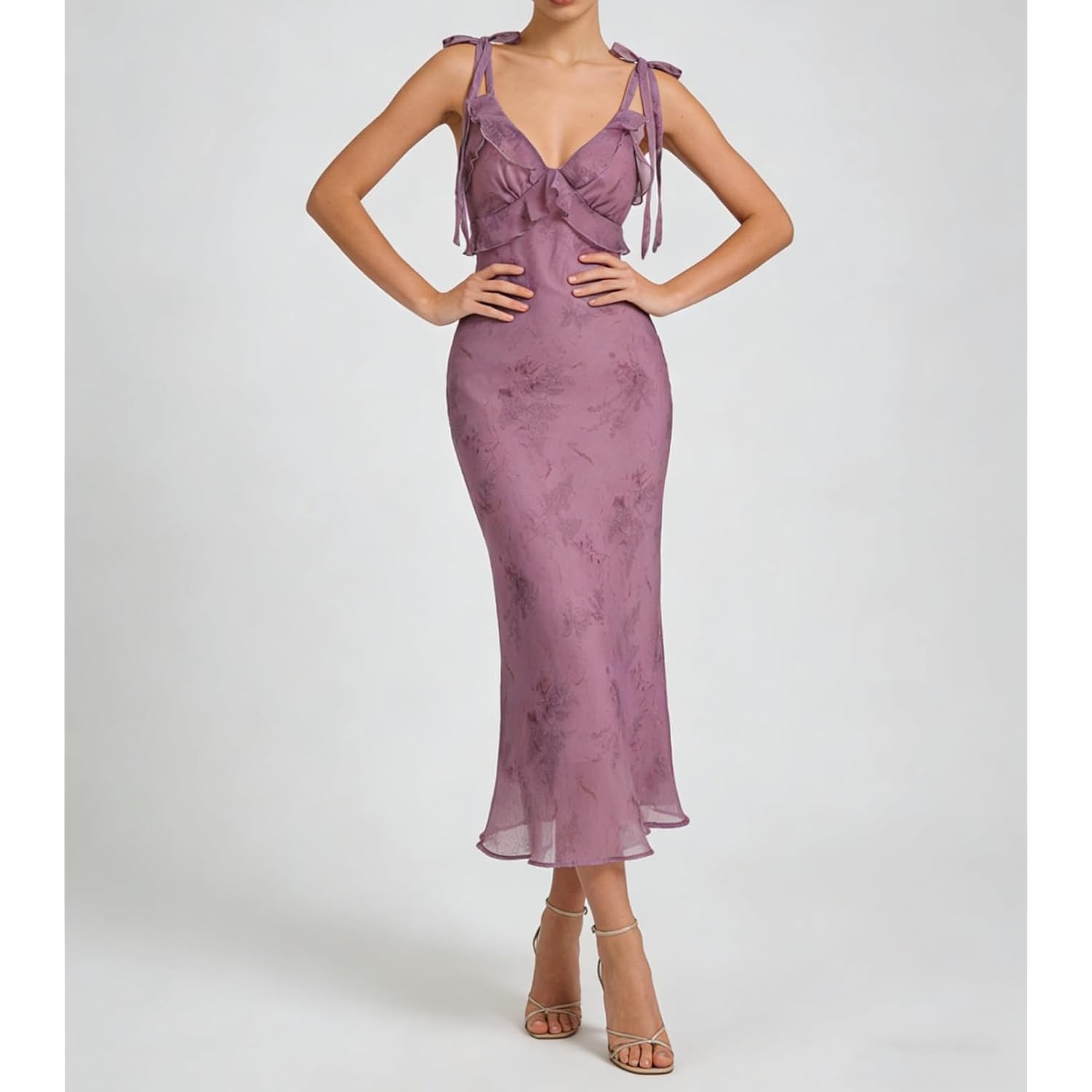 Rihoas Boho Midi Floral Dress - Elegant Flowy Sundress | Formal-Inspired Outfit For Wedding Guest | Spring Summer Party Dress