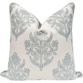 “The Naples” Floral Block Print Pillow Cover – Grey And White Blue Decorative Throw Pillow Cover – Grandmillennial Home Decor, 20" X 20"