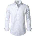 Jemitop Men'S Stretch Wrinkle Free Dress Shirt Formal Prom Wedding Long Sleeve Button Down Shirts