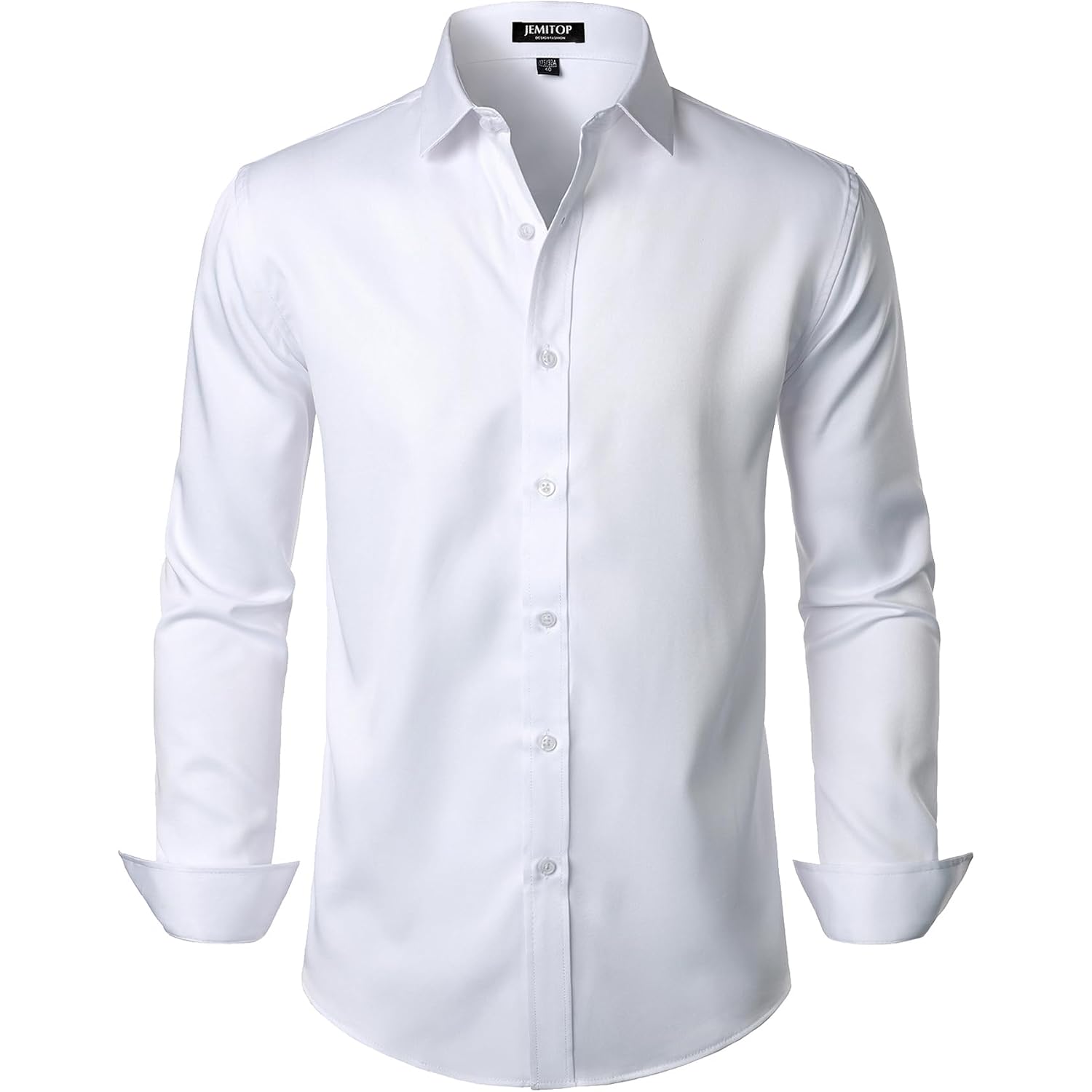 Jemitop Men'S Stretch Wrinkle Free Dress Shirt Formal Prom Wedding Long Sleeve Button Down Shirts