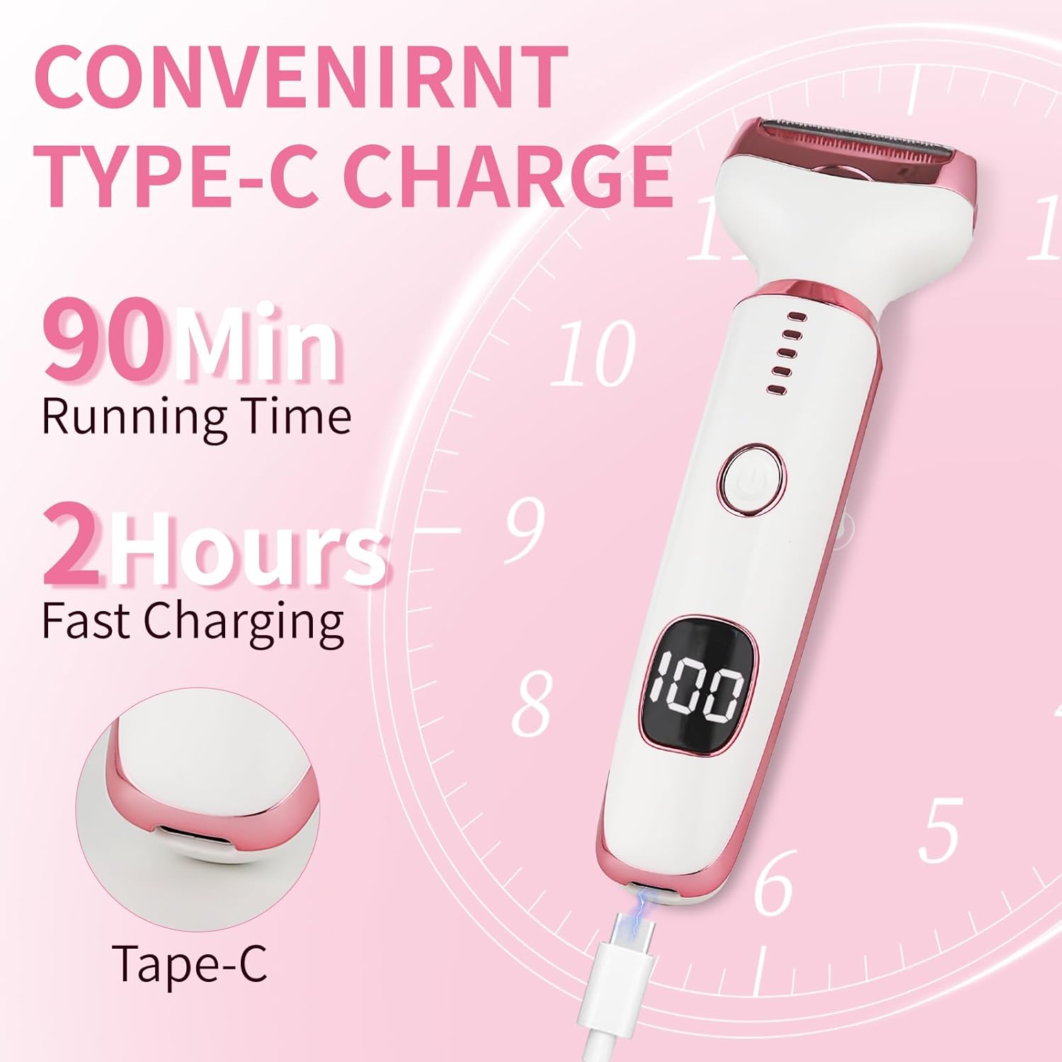 Electric Razors LED Display for Women Men, 2026 Wet/Dry Lady Electric Shaver,4 in 1 Hair Remover with IPX7 Waterproof,Smooth & Silky Portable Bikini Electric Grooming Set (Multicolor)