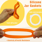 3.75 Inches Diameter Rubber Seals for Glass Jars, 6 Pcs Food Grade Airtight Replacemen Silicone Jar Gaskets, Leakproof Gasket Sealing Rings for Canning Mason Jars, Fits Most Sizes (White and Orange)