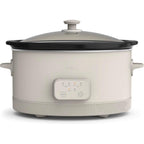 bella 6.0 Qt Programmable Slow Cooker, Ceramic Nonstick Coating, Adjustable Temperature & Cooking Times, Dishwasher Safe Stoneware Pot & Tempered Glass Lid, Tangle Free Cord Wrap, Oatmilk