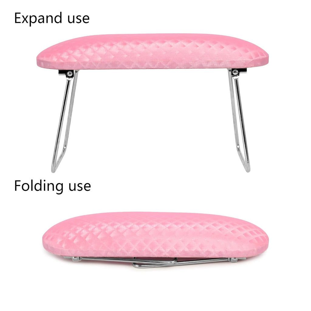 Krofaue Arm Rest for Nails Tech, Professional Microfiber Leather Nail Hand Rest Stand Arm Rest for Acrylic Nails Cushion Hand Holder with Non-slip - Nail Technician Use Must Have (Pink)