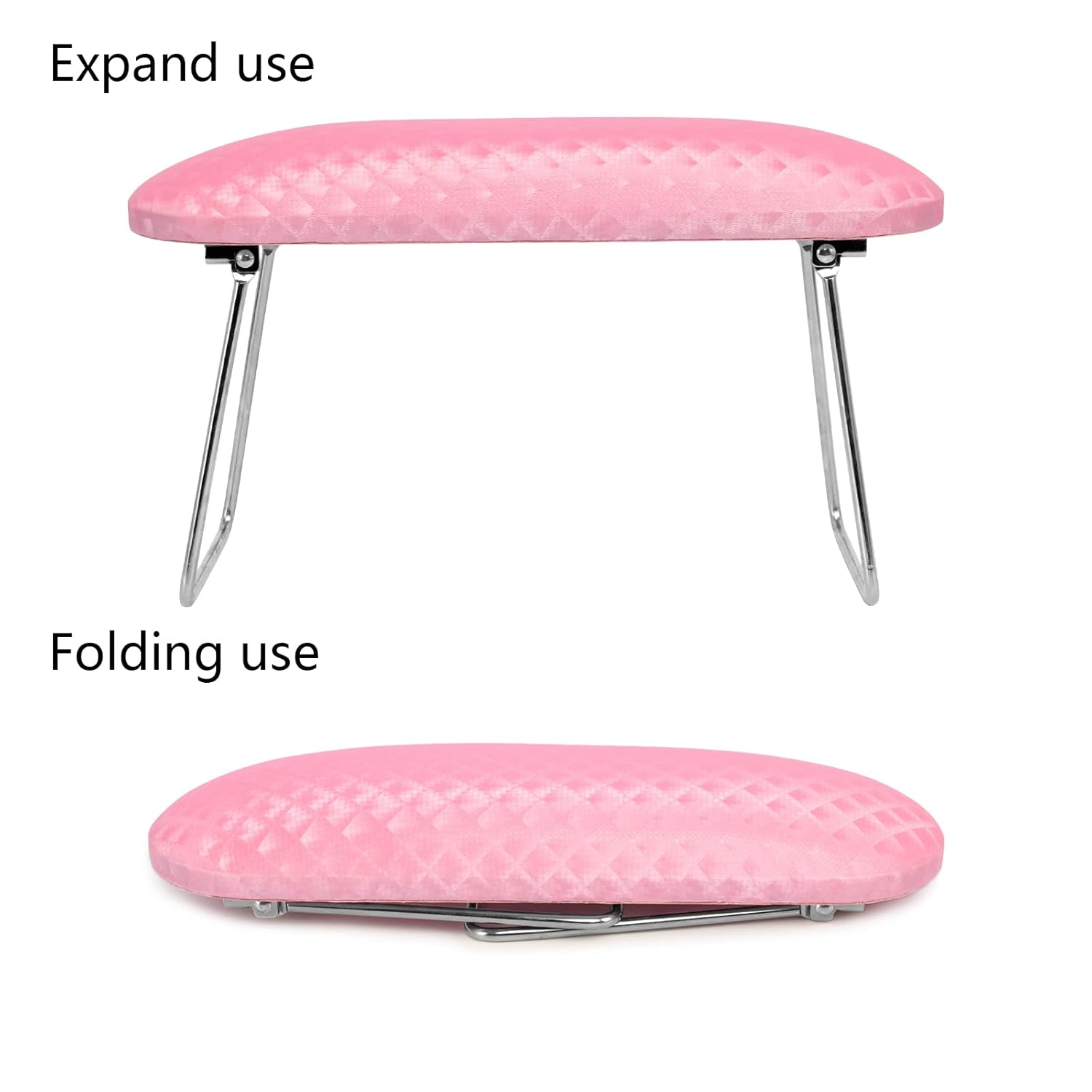 Krofaue Arm Rest for Nails Tech, Professional Microfiber Leather Nail Hand Rest Stand Arm Rest for Acrylic Nails Cushion Hand Holder with Non-slip - Nail Technician Use Must Have (Pink)