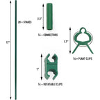 Maxpace 62Pcs Garden Stakes Kit: Includes 20 Sets Of Fiberglass Plant Sticks Supports & Accessories For Diy 4Ft, 5Ft, 6Ft, 7Ft Stakes For Tomato, Vegetables, Indoor & Outdoor Gardening Supplies