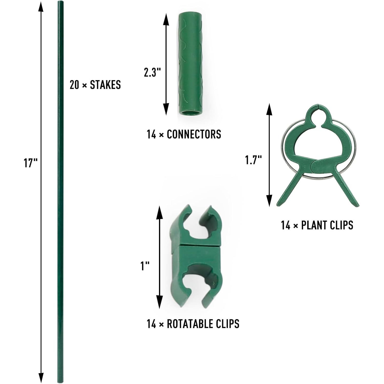 Maxpace 62Pcs Garden Stakes Kit: Includes 20 Sets Of Fiberglass Plant Sticks Supports & Accessories For Diy 4Ft, 5Ft, 6Ft, 7Ft Stakes For Tomato, Vegetables, Indoor & Outdoor Gardening Supplies