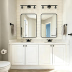USHOWER 2-Pack Black Bathroom Mirrors for Over Sink 24 x 36 Inch, Metal Frame Rectangle Wall Mirror, Modern Farmhouse Vanity Mirror, Wall Mounted