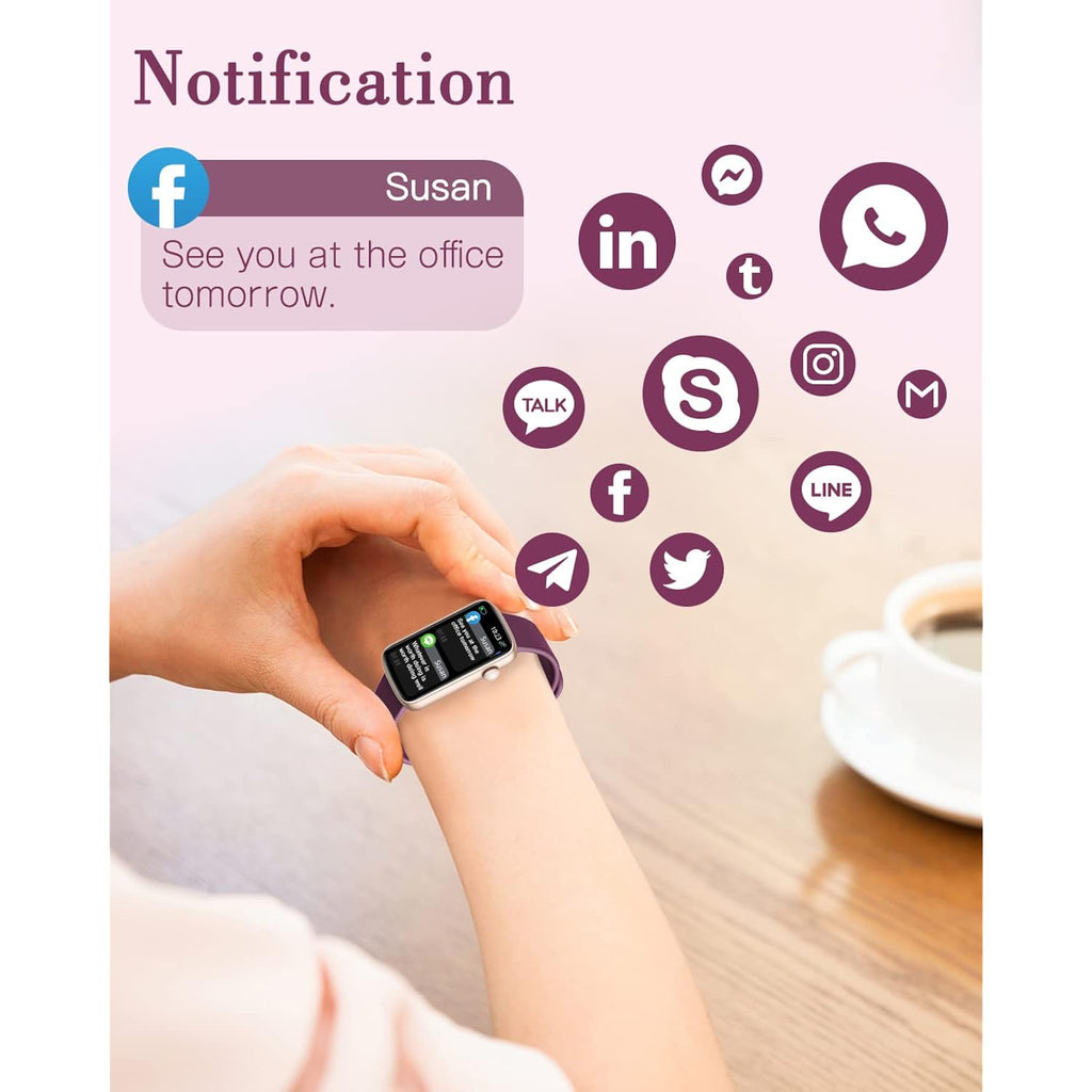 Fitness Watches for Women, LYNN2 Fitness Tracker with Heart Rate Monitor Blood Oxygen/Sleep Tracker Pedometer, Slim Step Tracker Watch for iOS/Android Phones Waterproof (Purple)