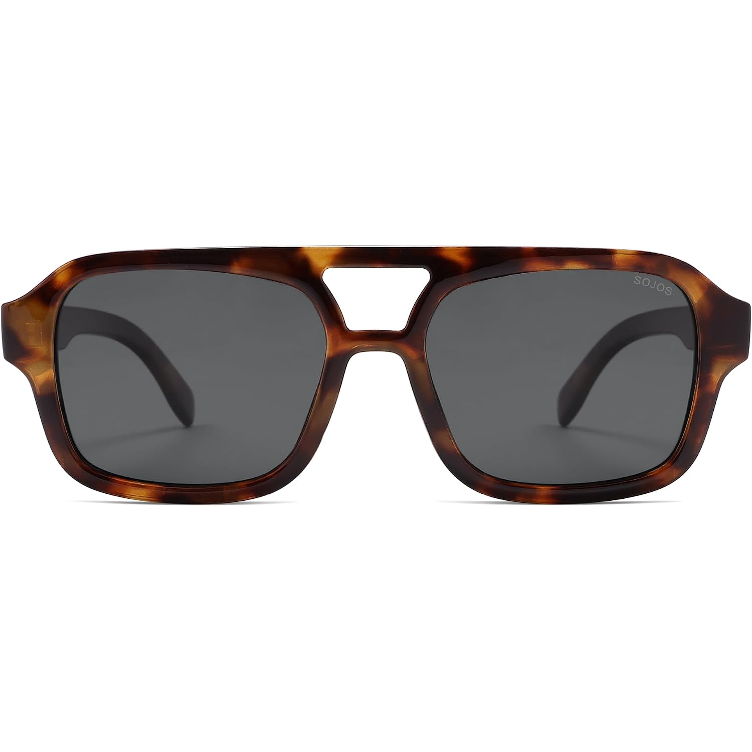 SOJOS Retro Aviator Sunglasses for Womens Mens Polarized Trendy Square Designer Inspired Shades 80s 90s Sun Glasses SJ2342 Tortoise Grey