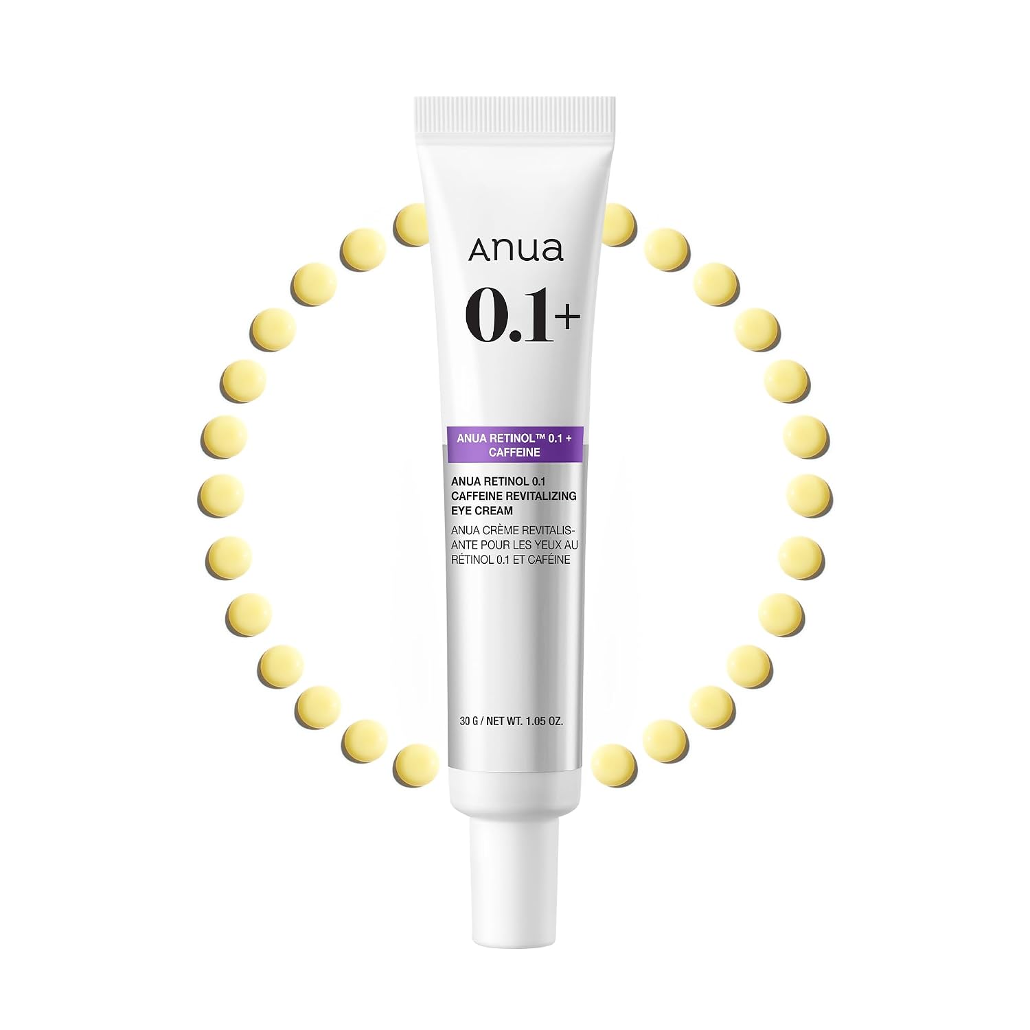 Anua Retinol 0.1 Caffeine Revitalizing Eye Cream, Lightweight Formula For Dark Circles & Puffiness, Hydrating For Sensitive Skin, Korean Skincare,1.05 Fl Oz