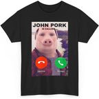 John Pork Funny Answer Call Phone T-Shirt, Brainrot T-Shirt