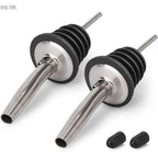 2Pcs Stainless Steel Pourers, Baltre Speed Liquor Bottle Pourer, Olive Oil And Vinegar Tapered Stopper Spout, Suitable For About 3/4" Bottle Mouth, Olive Oil Spout With Sealed Dust Caps