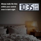 14.5'' Atomic Clock With Backlight, Large Digital Wall Clock Battery Operated, Large Display With Temperature And Date, Easy To Read And Set Digital Wall Clock, Auto Dst