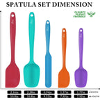 Hotec Heat Resistant 600℉ Food Grade Silicone Rubber Spatula Set For Baking, Cooking, And Mixing Non Stick Dishwasher Safe Bpa-Free Multicolor Set Of 5