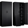 Yizosh Metal Garage Storage Cabinet with 2 Doors and 5 Adjustable Shelves - 71" Steel Lockable File Cabinet,Locking Tool Cabinets for Office,Home,Garage,Gym,School (Black)