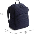 Vera Bradley Women'S Premium Cotton Large Bancroft Backpack – 15" Laptop & Trolley Sleeves – Moonless Night, 28L