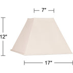 Set Of 2 Tapered Square Lamp Shade (Pre-Assembled) S Beige Large 7" Top X 17" Bottom X 13" Slant X 12 High Spider With Replacement Harp And Finial Fitting