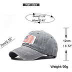Women American Flag Ponytail Hat Embroidery Washed-Cotton Messy Bun Baseball-Cap Adjustable Grey