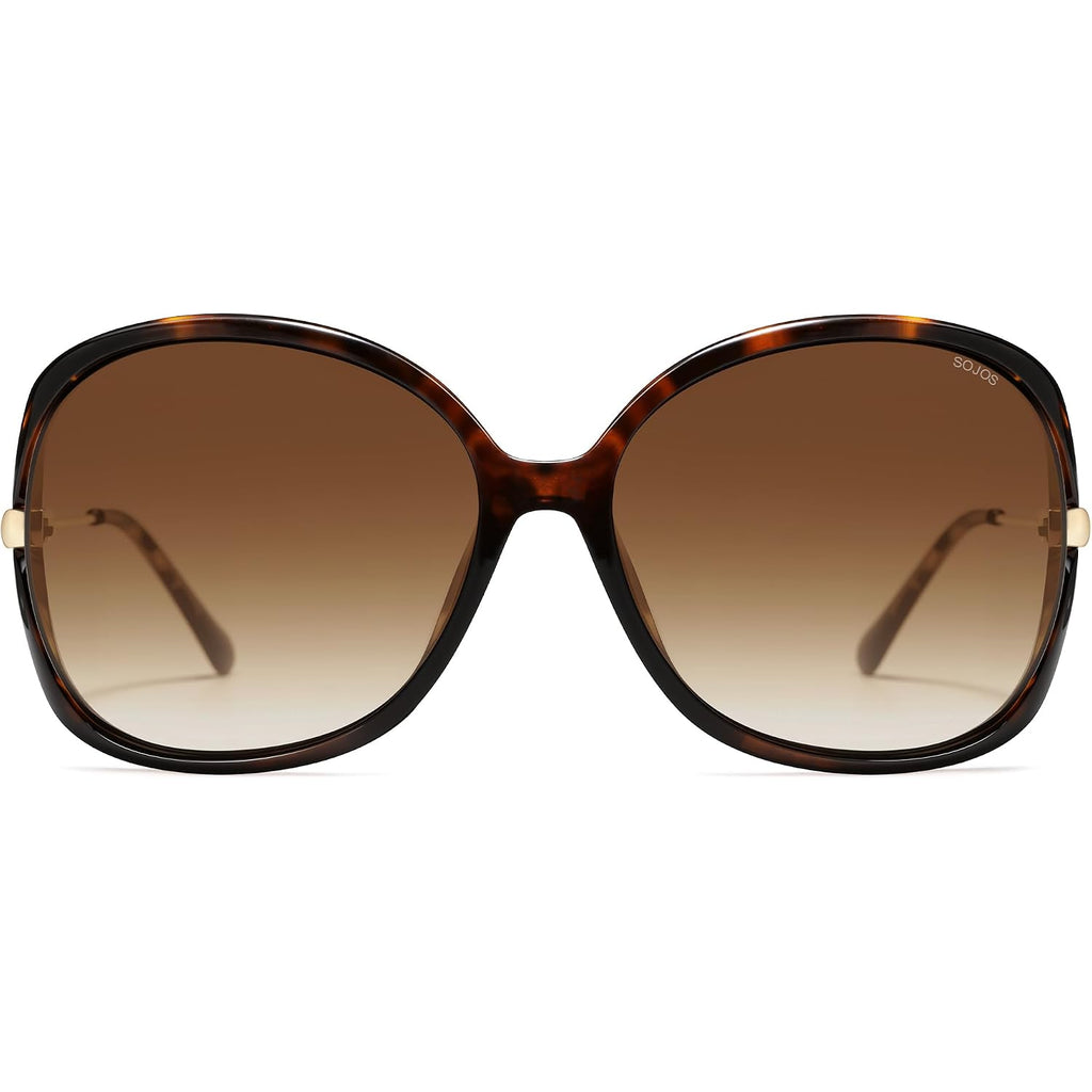 SOJOS 2026 Oversized Butterfly Sunglasses for Women with Gold Arms,Beach Sun UV Protection Shades Orange Tortoise/Brown